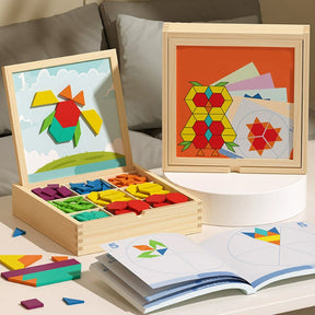 Magnetic Wooden Building Blocks – Pattern Cards Included, Educational & Creative