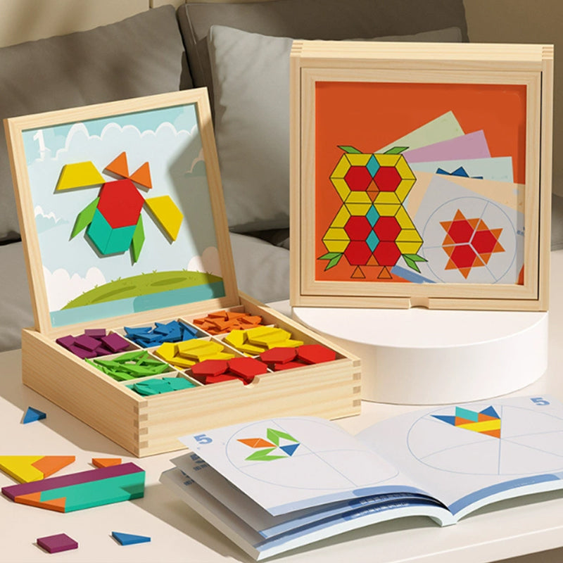 Magnetic Wooden Building Blocks – Pattern Cards Included, Educational & Creative