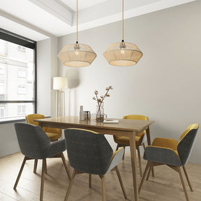 Cúpula de Luminária Pendente de Corda de Papel Feita à Mão | Design Natural Moderno