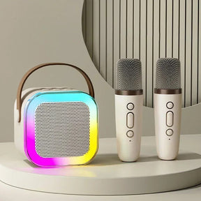 Máquina de Karaokê Portátil com 2 Microfones