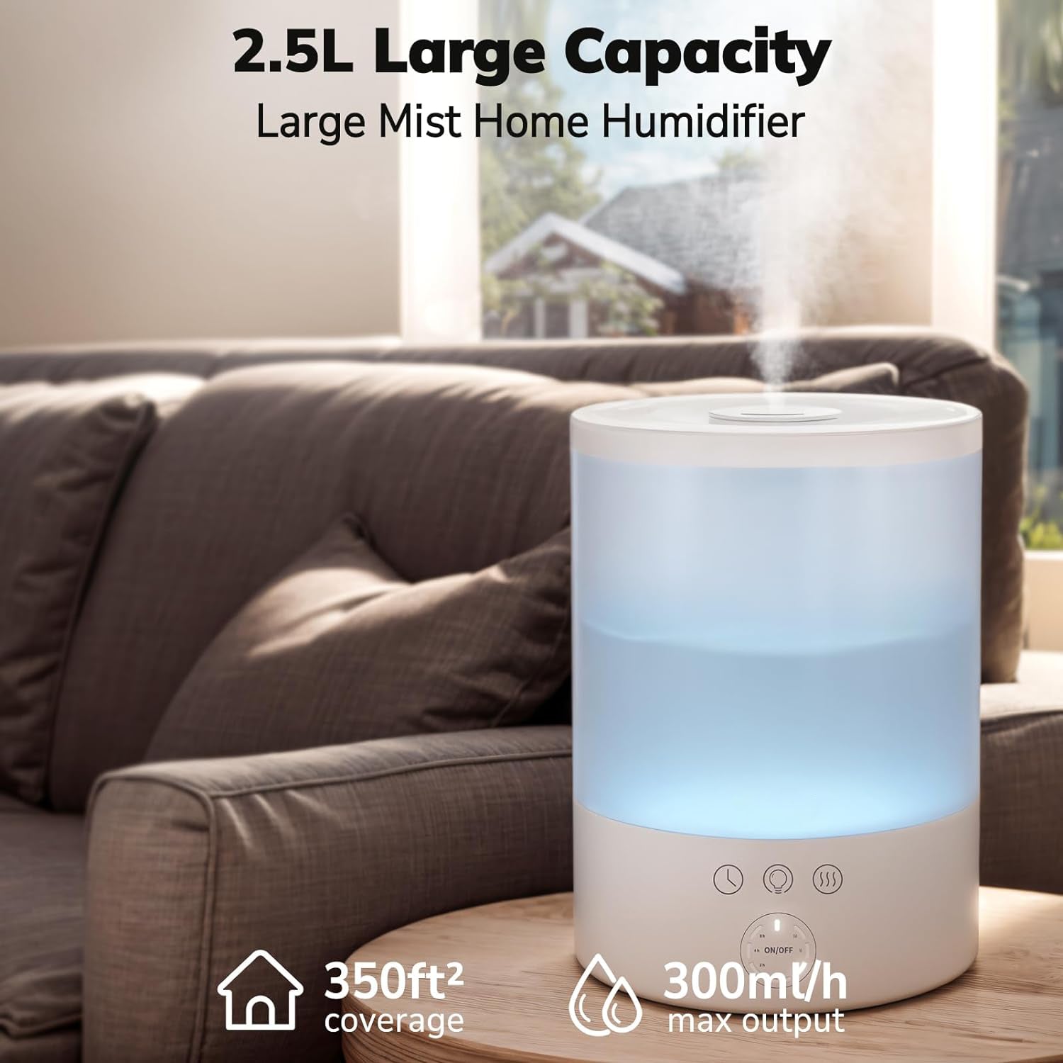 Umidificador de Ar Ultrassônico de Névoa Fria Pure Enrichment para Ambientes Grandes