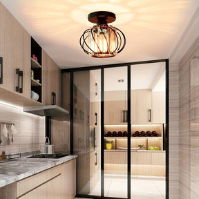 Modern Industrial Cage Ceiling Light | Elegant Semi Flush Mount Fixture