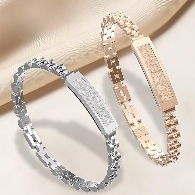 Pulseira Fitness Inteligente – Design de Joia em Aço Inoxidável e Rastreador Bluetooth