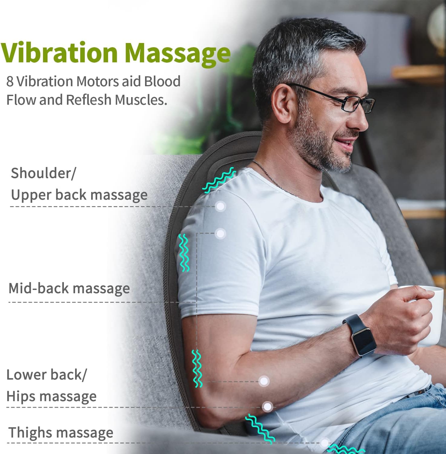 Almofada de Massagem para Cadeira e Assento de Carro com Aquecimento
