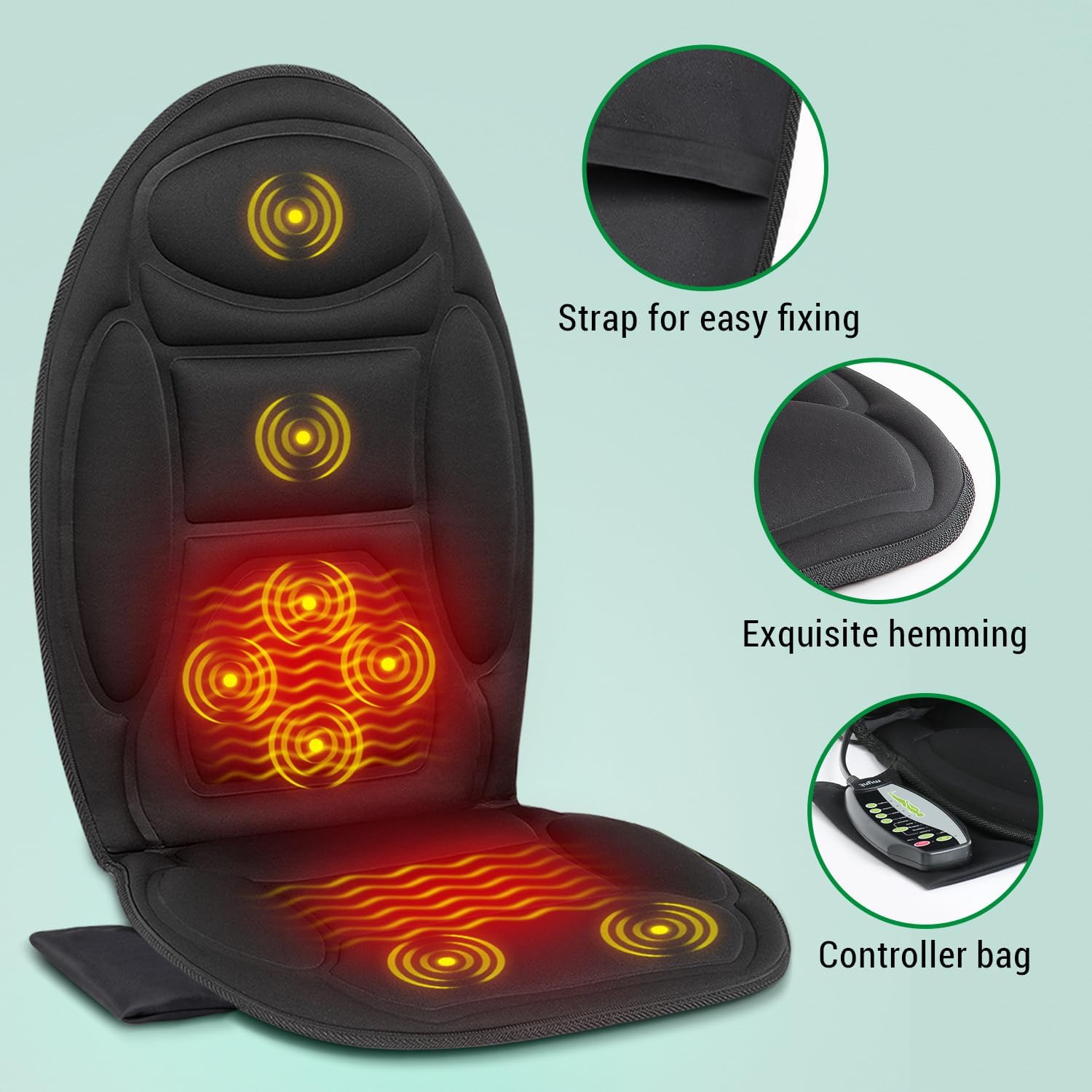 Almofada de Massagem para Cadeira e Assento de Carro com Aquecimento