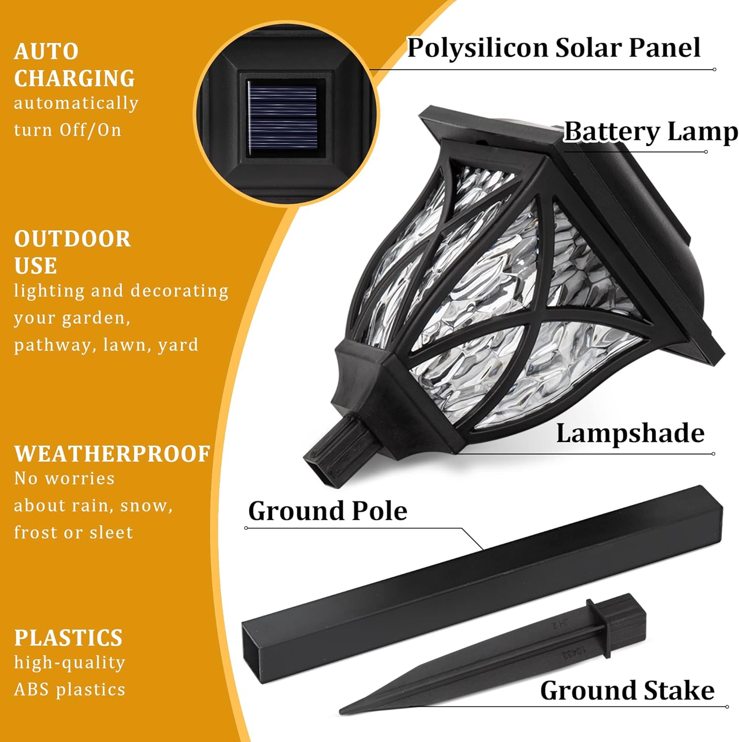 Kit com 6 Luminárias Solares de Jardim para Caminhos Externos