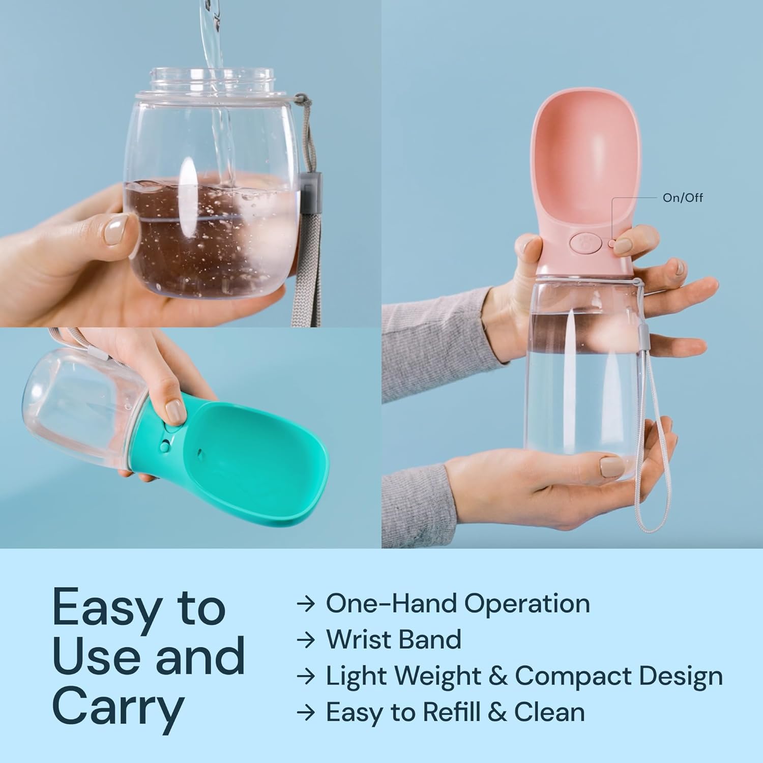 Garrafa de água portátil de 560 ml para cães