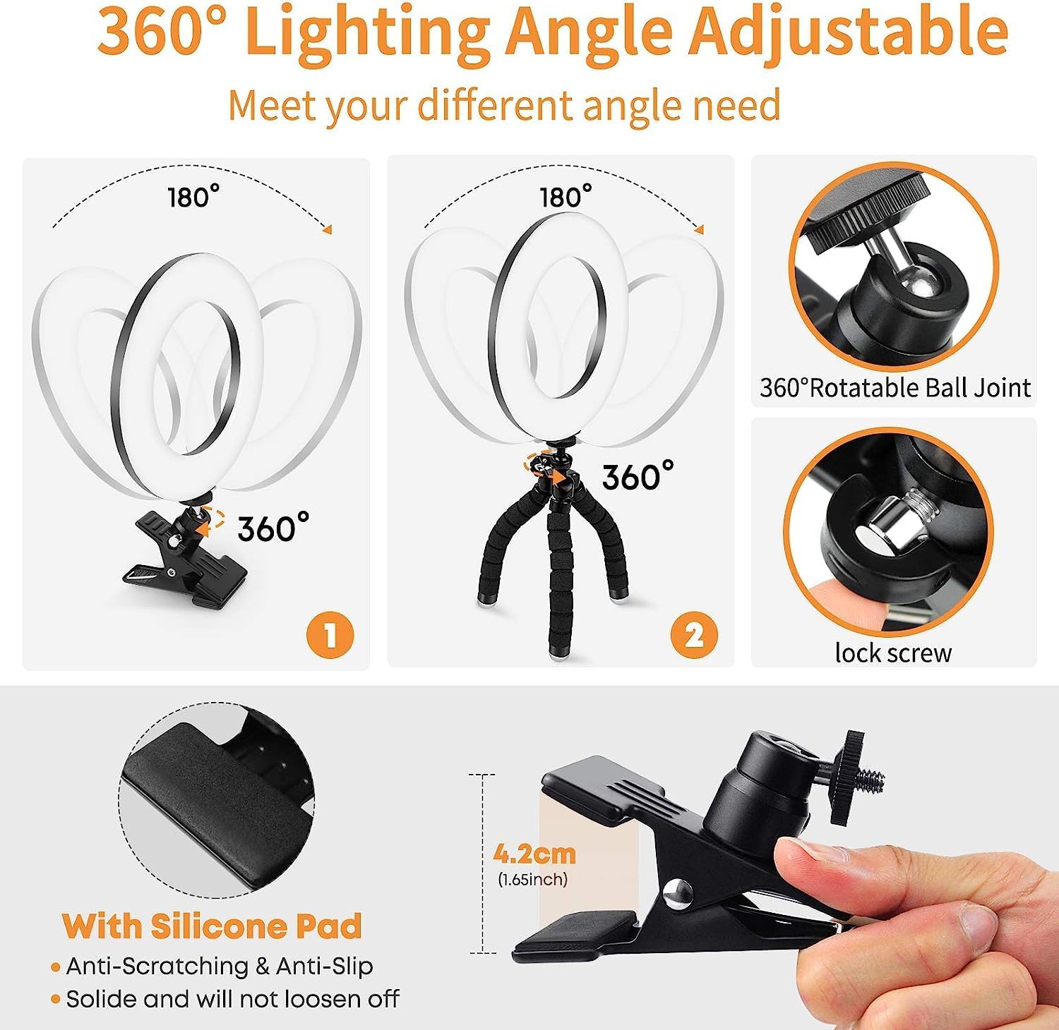 Iluminador Ring Light de Clip para Notebook