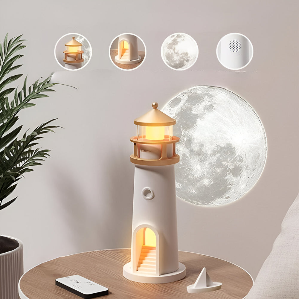 Luminária Projetora de Luz Noturna Formato Farol Decoração de Quarto LED