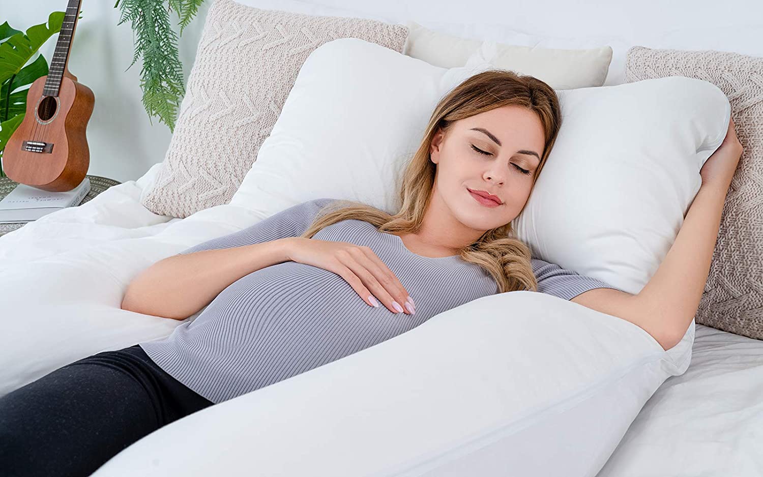 Travesseiro de Corpo Inteiro em Formato de U para Gestantes