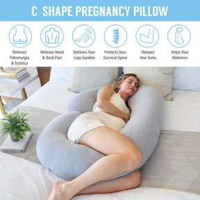 Travesseiro de corpo inteiro em formato de C para gestantes