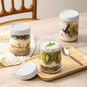 Conjunto de Potes de Vidro para Armazenar Alimentos Herméticos e Empilháveis para Cozinha