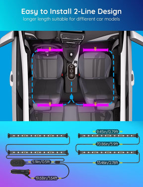 Fitas de LED Inteligentes para Interior de Carro