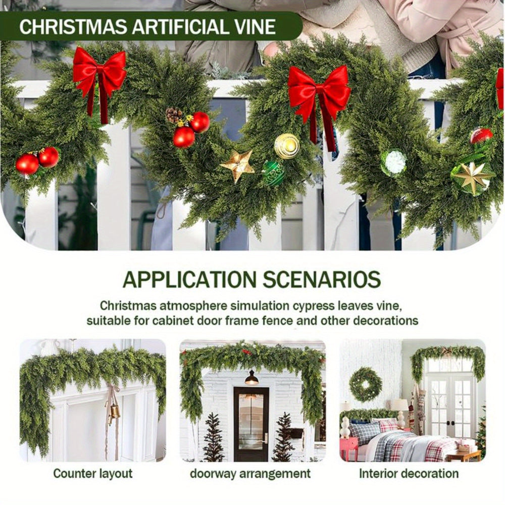 Guirlanda de Natal Artificial Folhagem Decoração Art Déco para Lareira e Escada