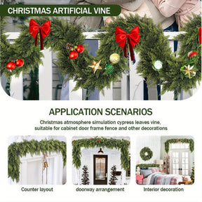 Guirlanda de Natal Artificial Folhagem Decoração Art Déco para Lareira e Escada
