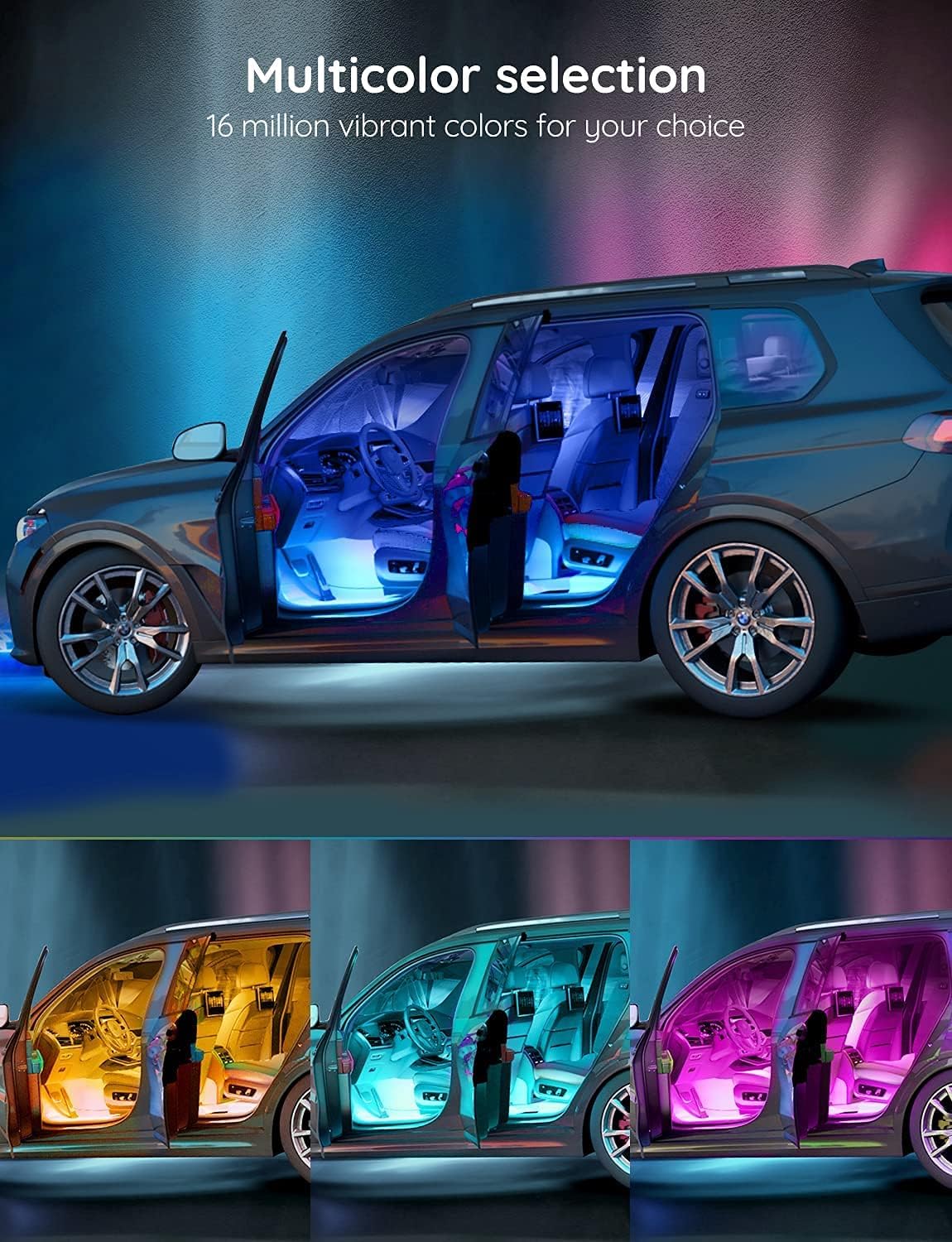 Fitas de LED Inteligentes para Interior de Carro