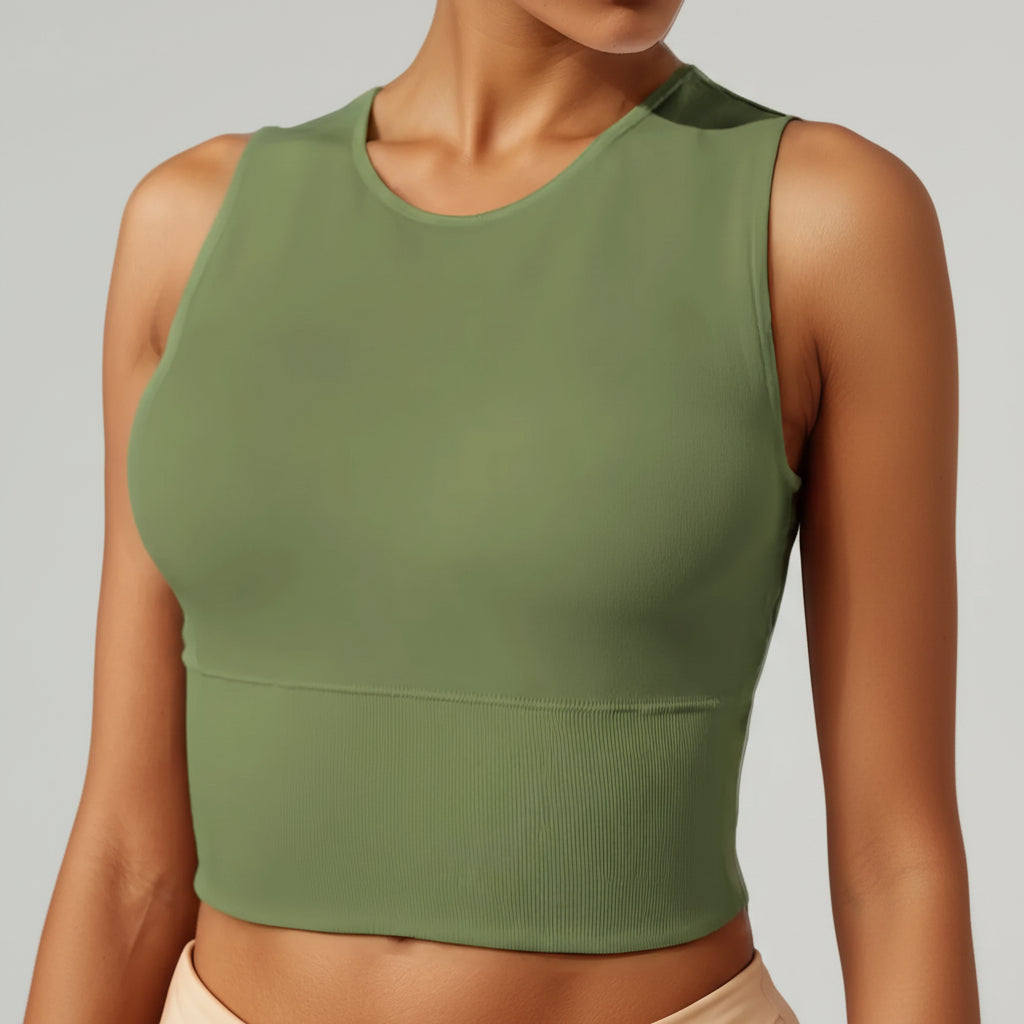 Regata Cropped Feminina de Pickleball de Alta Elasticidade para Esportes