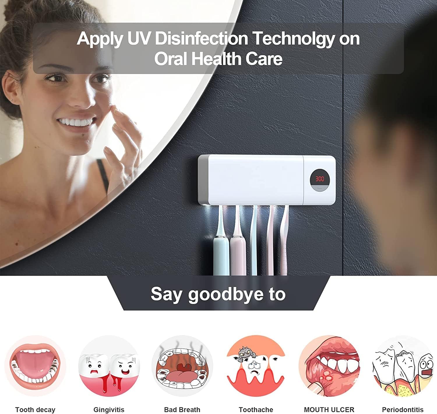 Suporte Esterilizador Antibacteriano para Escova de Dentes
