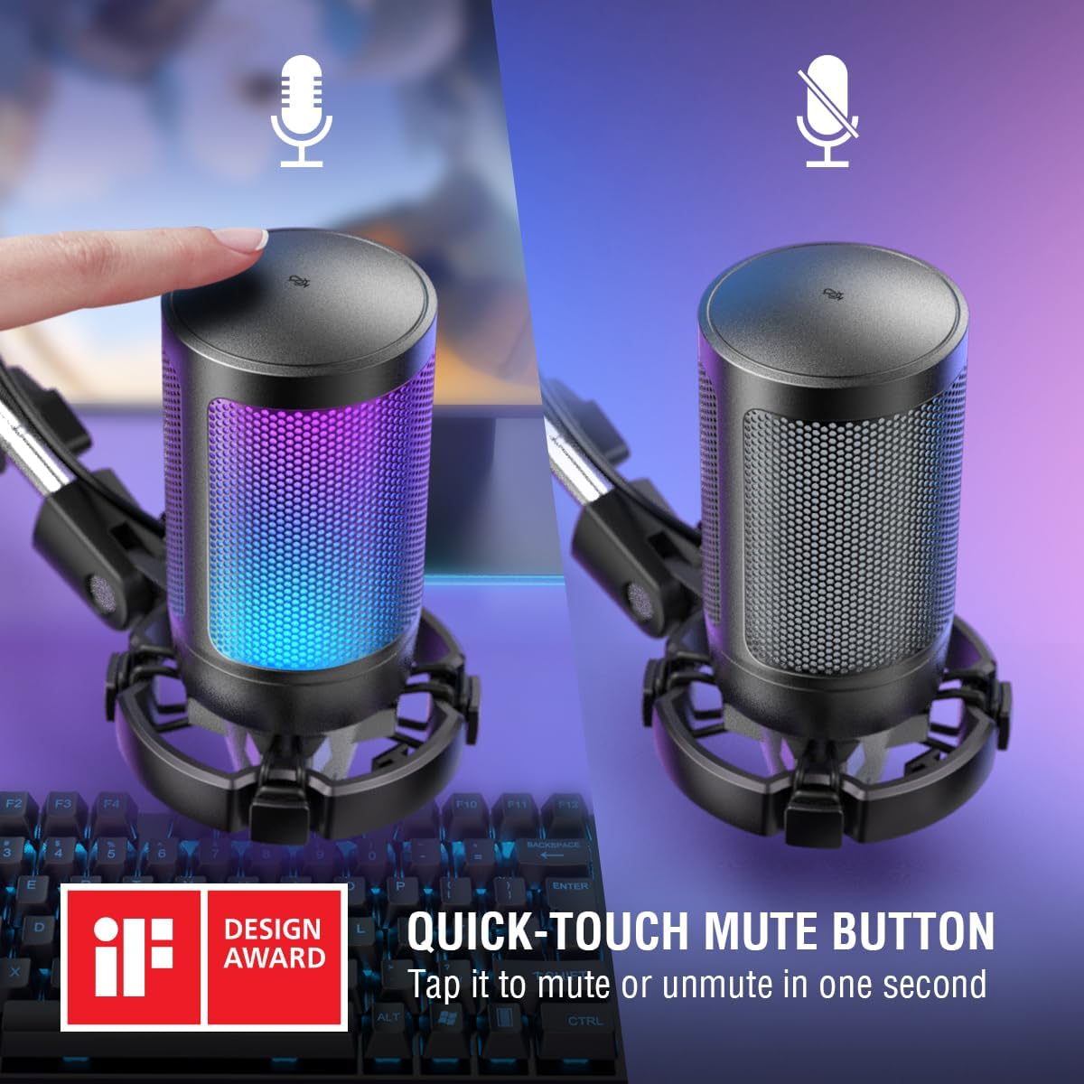 Microfone Condensador para Podcast e PC Gamer