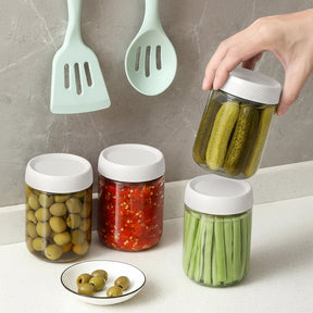 Conjunto de Potes de Vidro para Armazenar Alimentos Herméticos e Empilháveis para Cozinha
