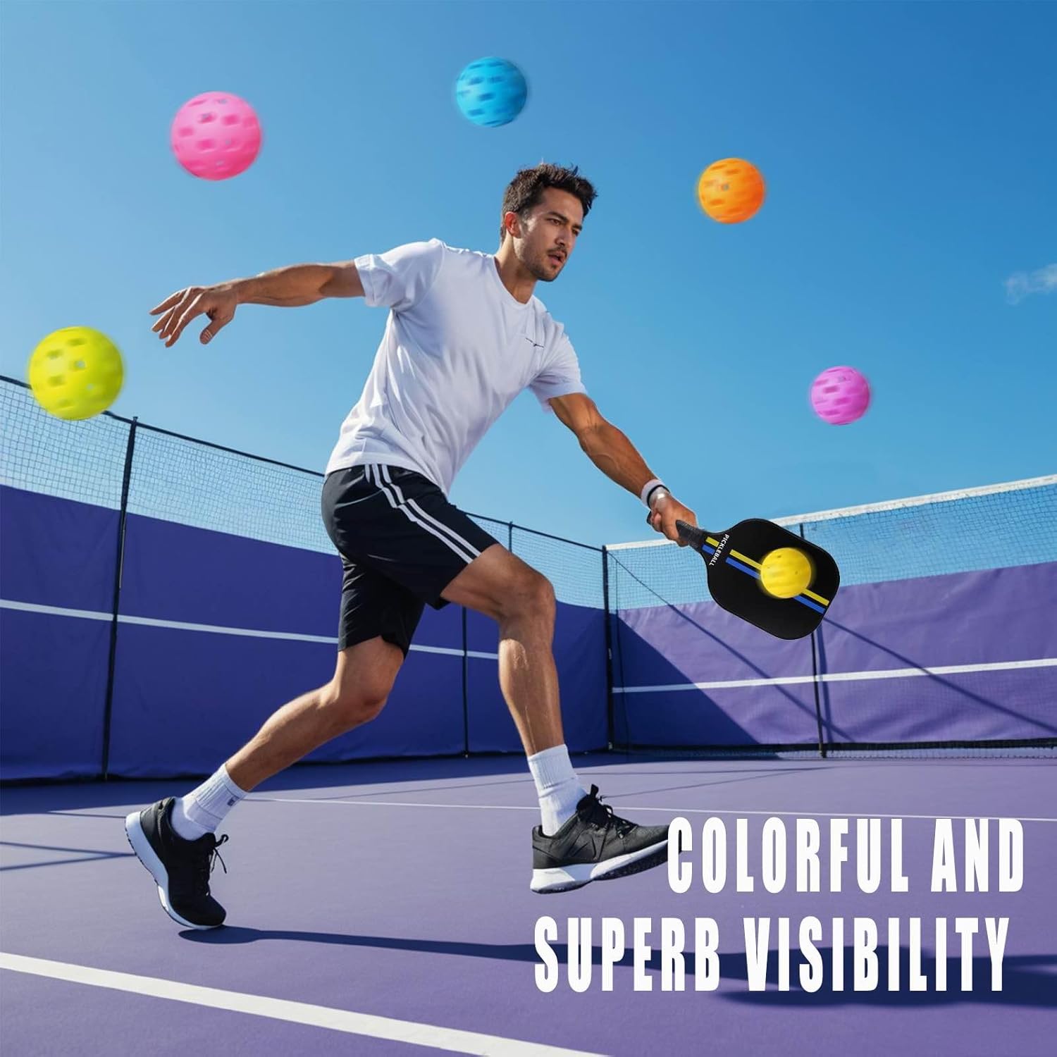 Conjunto de 6 Bolas de Pickleball para Ambiente Externo de Alta Visibilidade e Duráveis