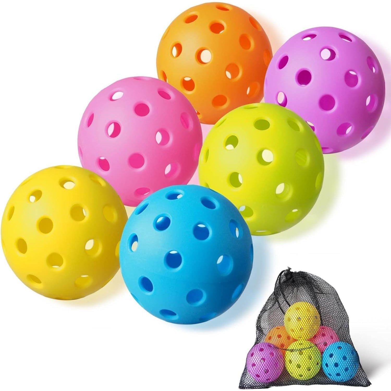 Conjunto de 6 Bolas de Pickleball para Ambiente Externo de Alta Visibilidade e Duráveis