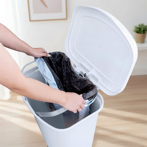 13 Gallon White Kitchen Trash Can Step Pedal Odor Protection