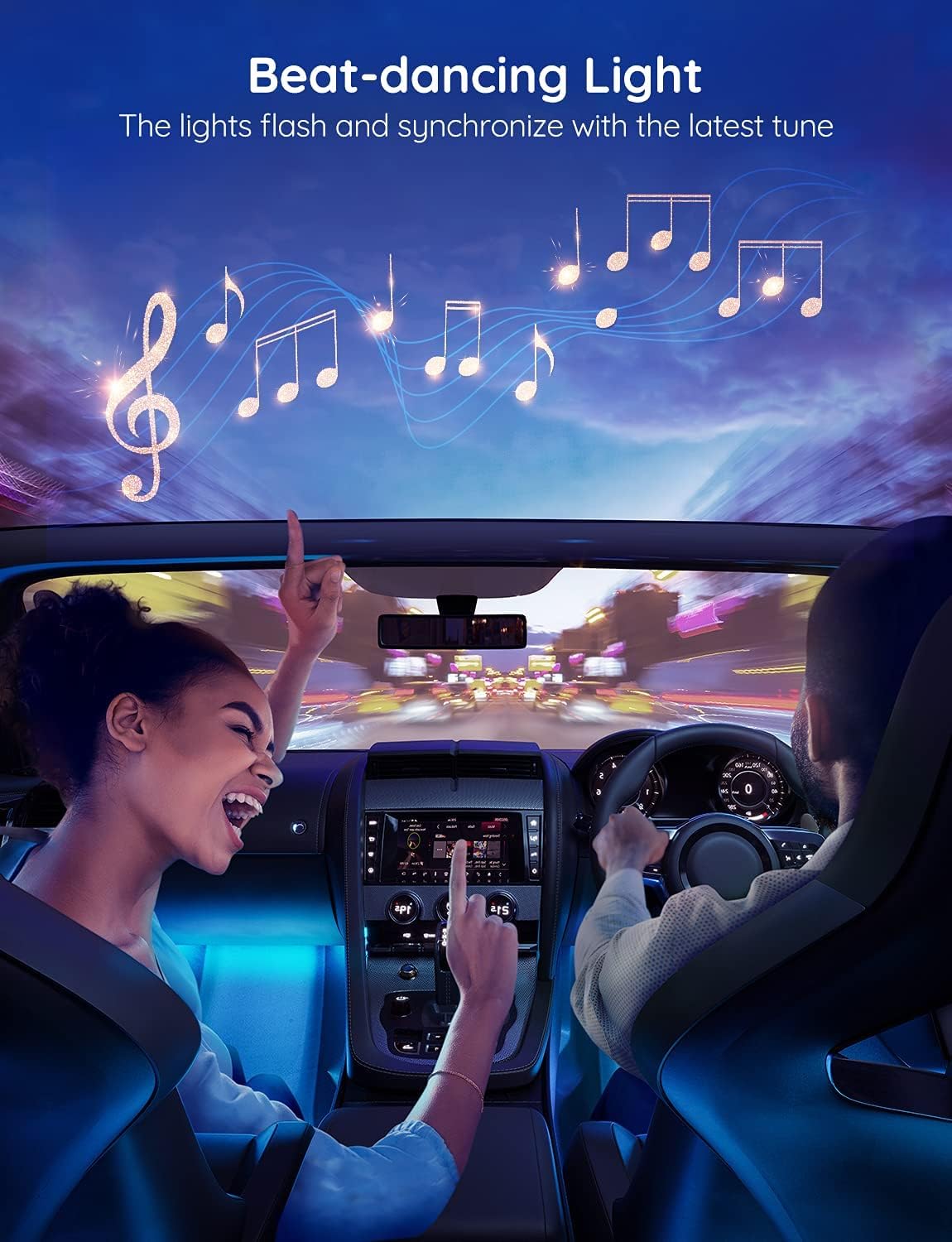 Fitas de LED Inteligentes para Interior de Carro