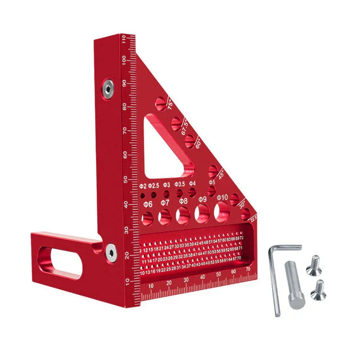 Aluminium Woodworking Square – Drill Guide Holes &amp; 90° &amp; 45° Angles