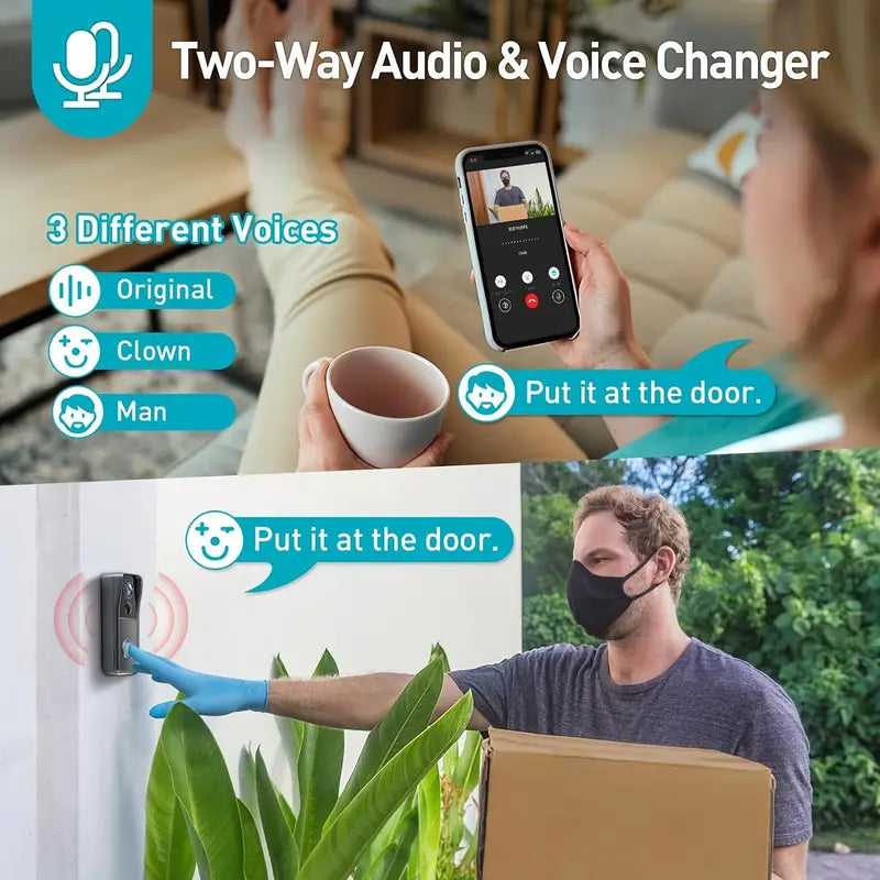 Campainha de Vídeo Wi-Fi Sem Fio