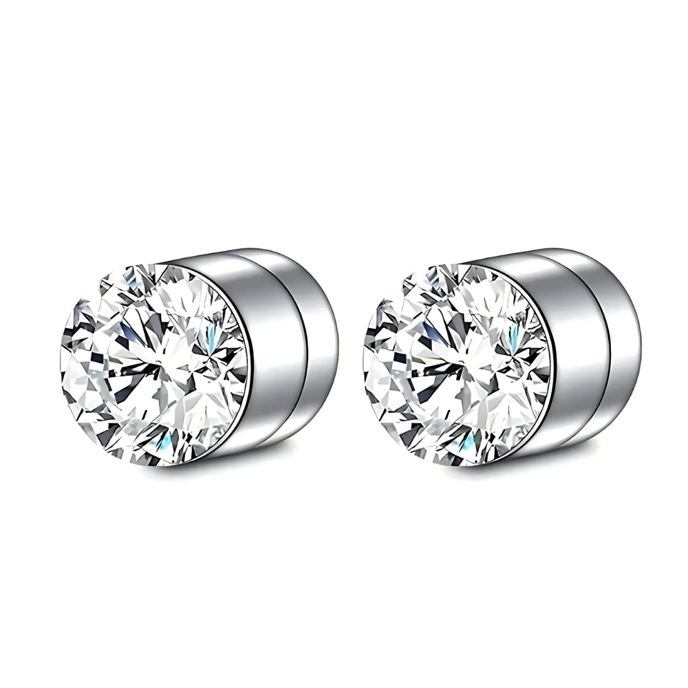Brincos de Pressão Premium Unissex com Design de Cristal Magnético