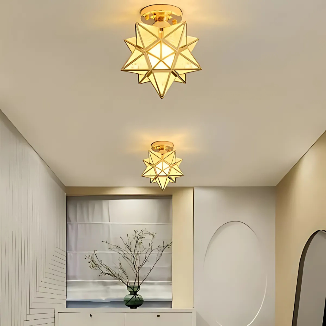 Luminária de Teto LED Xelio | Luz de Estrela Geométrica Elegante