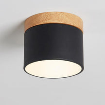 Scandinavian Macaron LED Ceiling Light | Wooden Accent Flush Mount