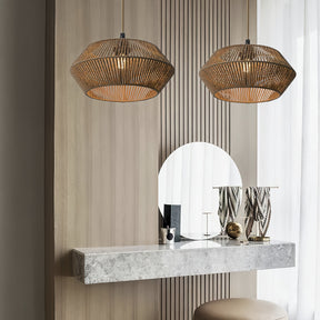 Cúpula de Luminária Pendente de Corda de Papel Feita à Mão | Design Natural Moderno