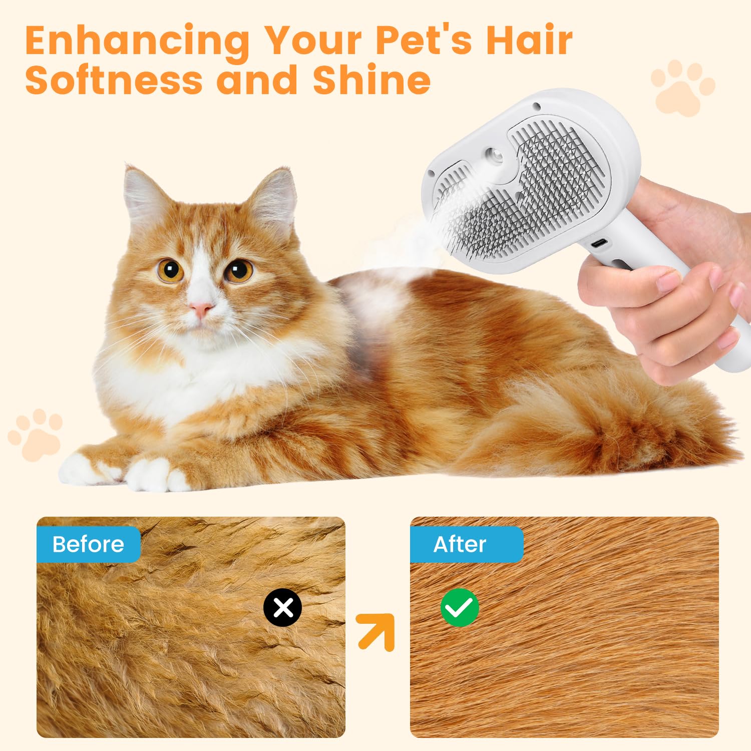 Escova a Vapor para Gatos e Cachorros