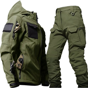 Men's Tactical Outdoor Jacket Pants Rugged Multi Pocket Hooded