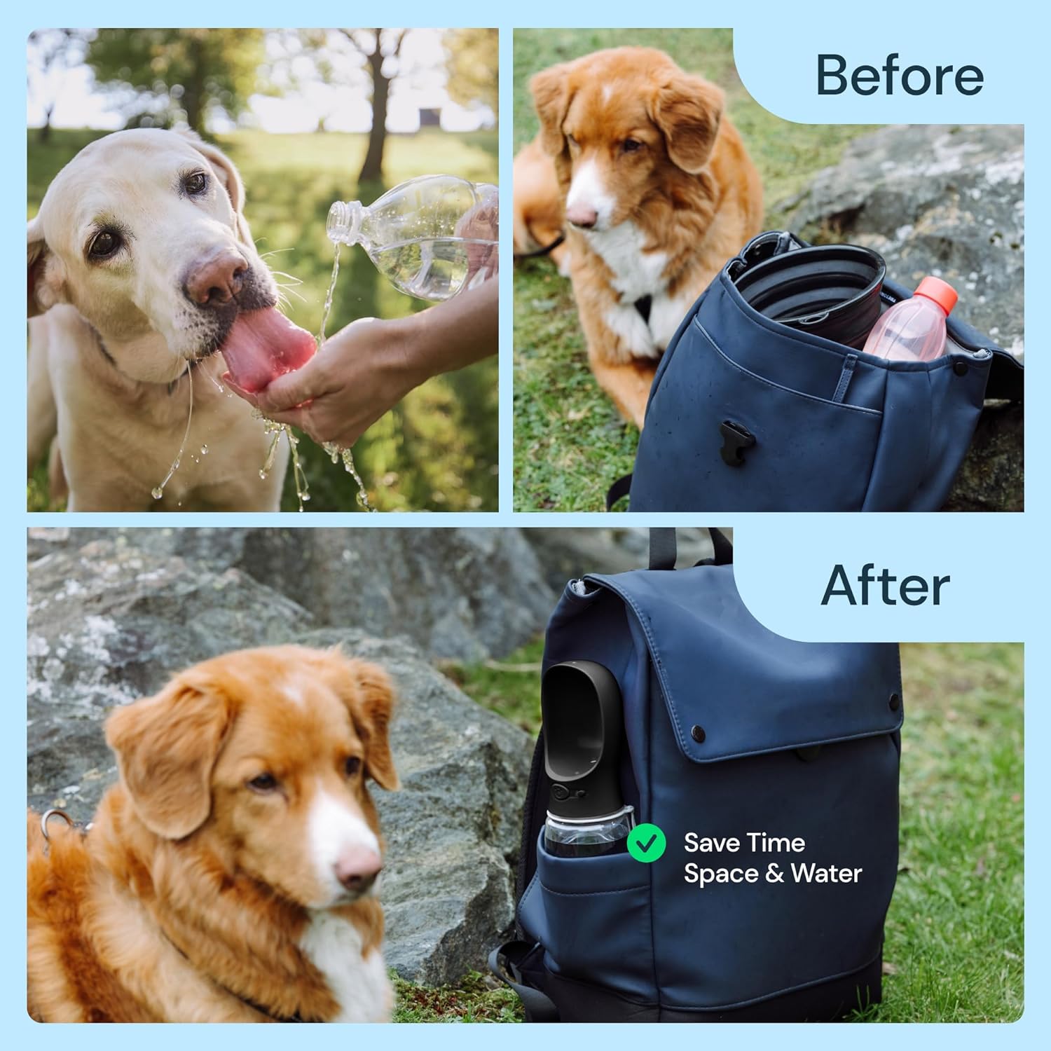 Garrafa de água portátil de 560 ml para cães