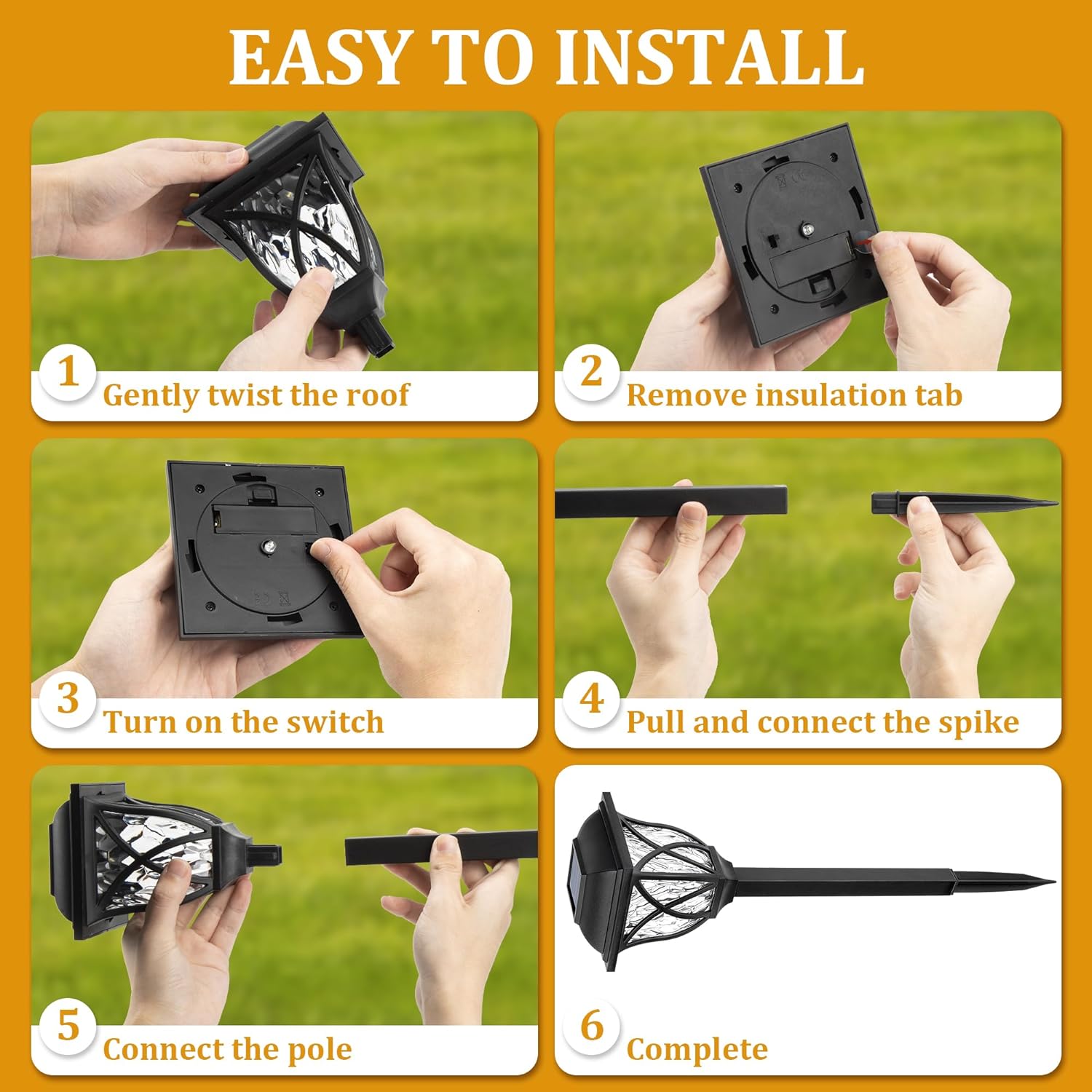 Kit com 6 Luminárias Solares de Jardim para Caminhos Externos