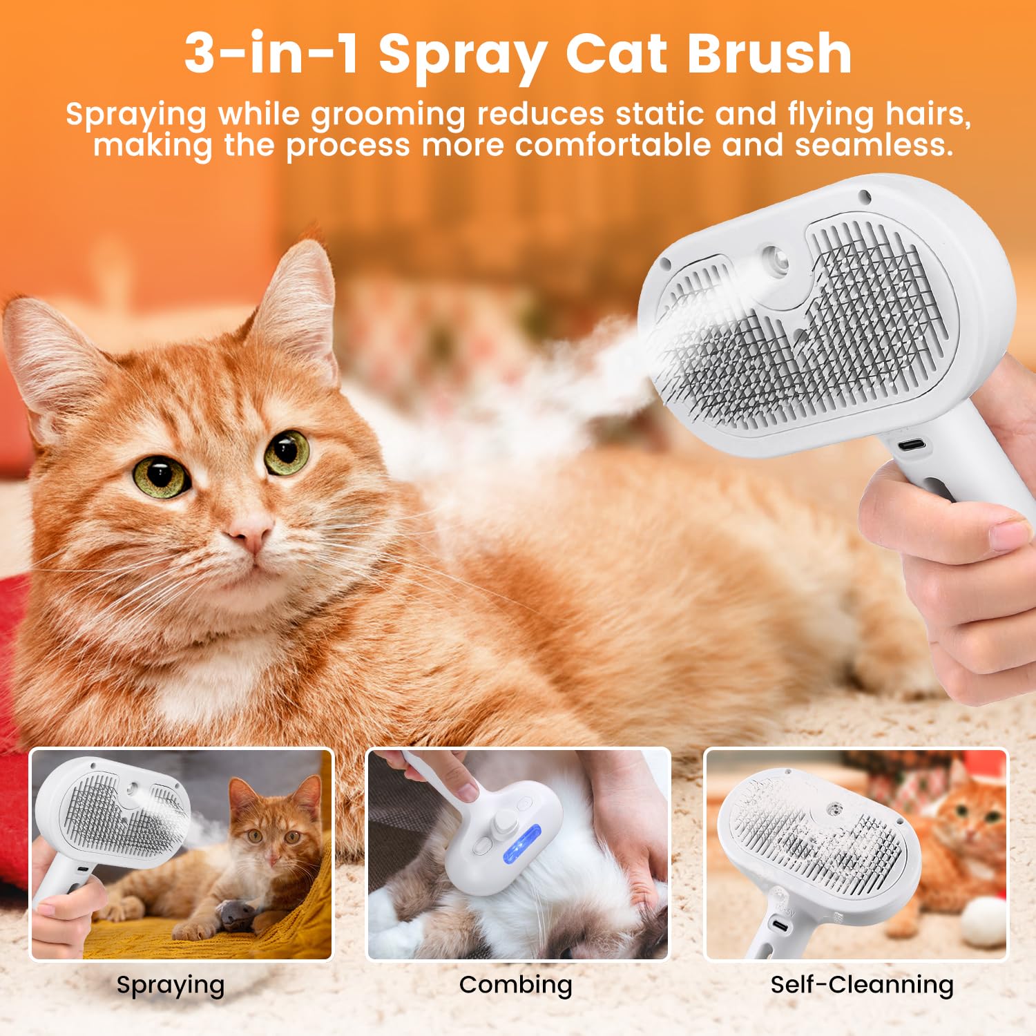 Escova a Vapor para Gatos e Cachorros
