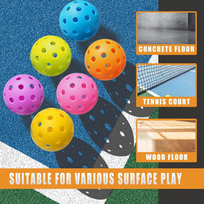 Conjunto de 6 Bolas de Pickleball para Ambiente Externo de Alta Visibilidade e Duráveis