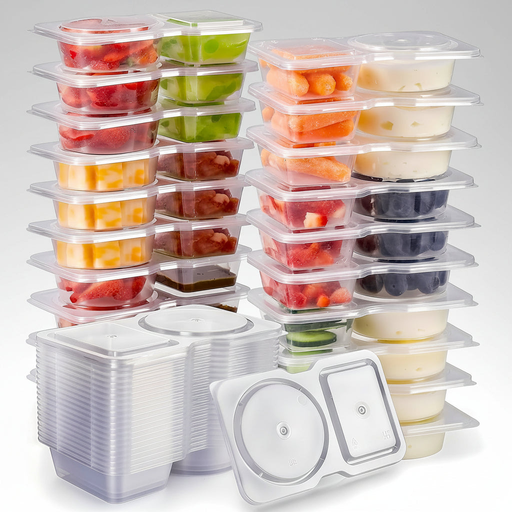 Marmitas Bento – Pacote com 20 Recipientes para Lanches com 2 Compartimentos