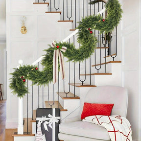 Guirlanda de Natal Artificial Folhagem Decoração Art Déco para Lareira e Escada
