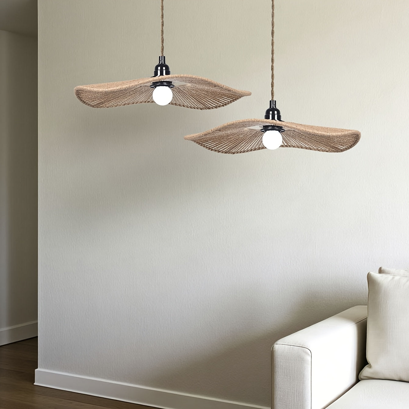 Cúpula de Luminária de Teto em Corda de Papel Trançada à Mão | Design Artístico Natural