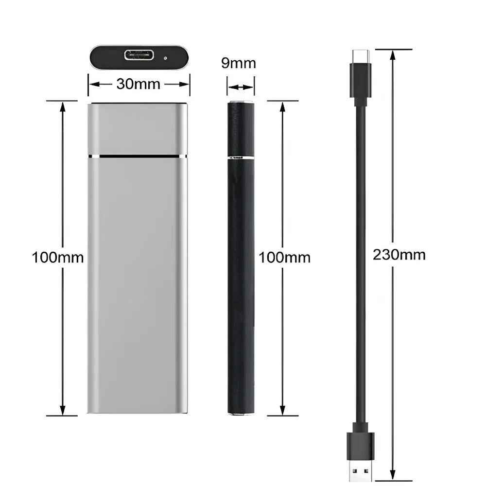 HD Externo Portátil USB de Alumínio com Design Slim de Armazenamento