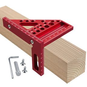 Aluminium Woodworking Square – Drill Guide Holes &amp; 90° &amp; 45° Angles