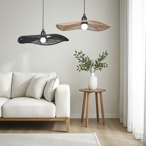 Cúpula de Luminária de Teto em Corda de Papel Trançada à Mão | Design Artístico Natural