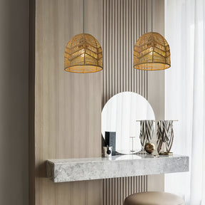 Cúpula de Pendente em Corda Tecida à Mão | Design de Lustre Rústico de Fazenda