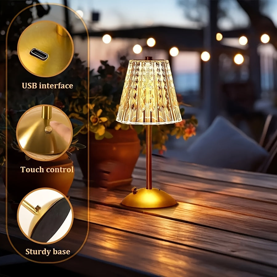 Crystal Touch Table Lamp | USB Rechargeable