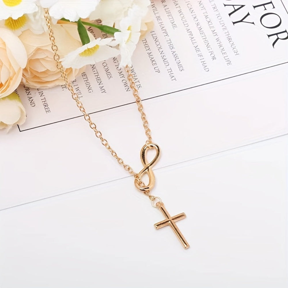 Colar com Pingente de Cruz Prata Vintage Presente de Dia das Mães