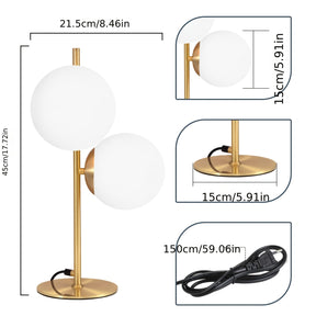Luminária de Mesa Dourada Moderna | Design com Globo de Vidro Branco